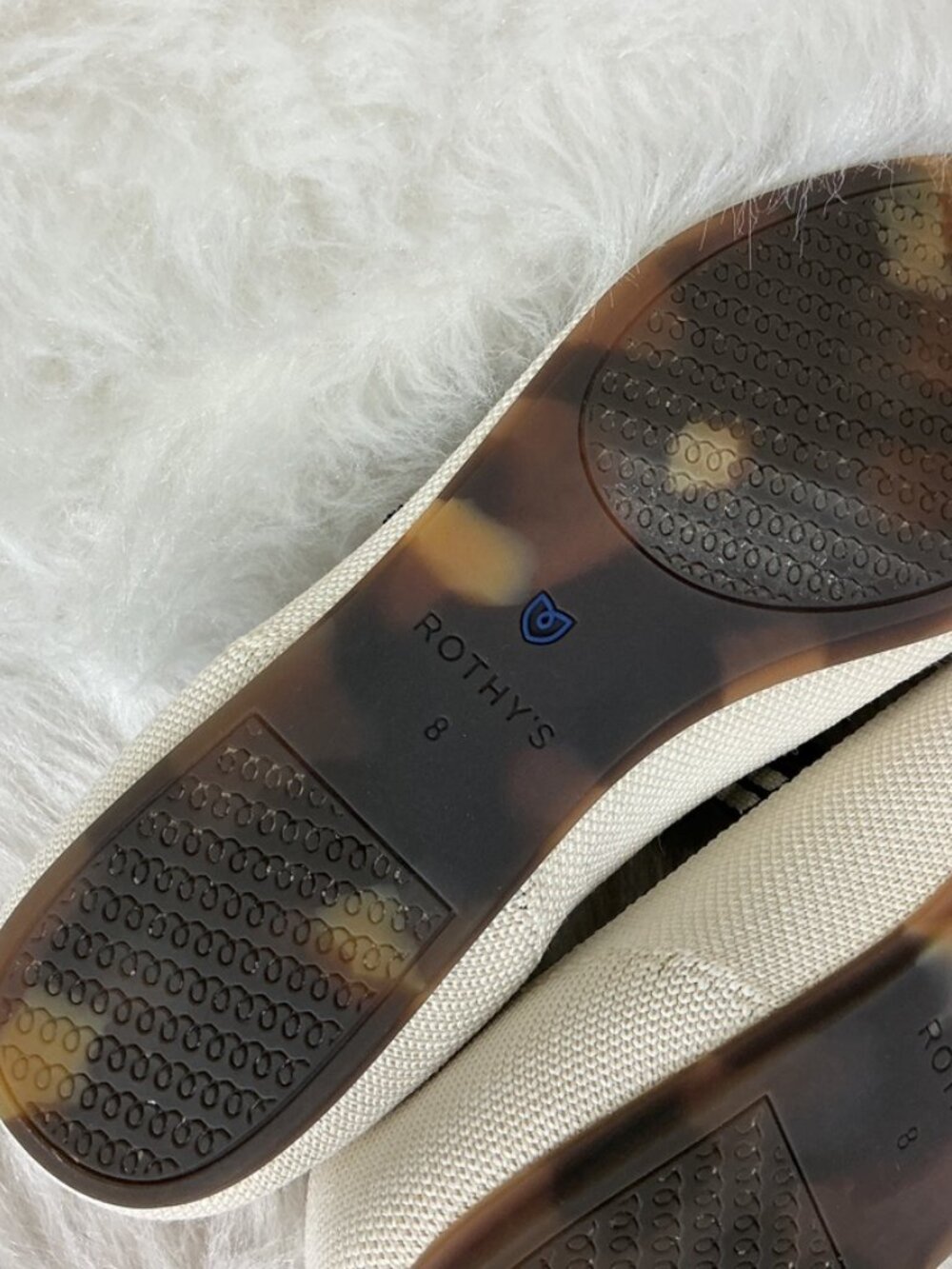 Rothy's Cream Gardenia White Black Trim Blue Halo The Square Toe Mary Janes 8 - Picture 9 of 11